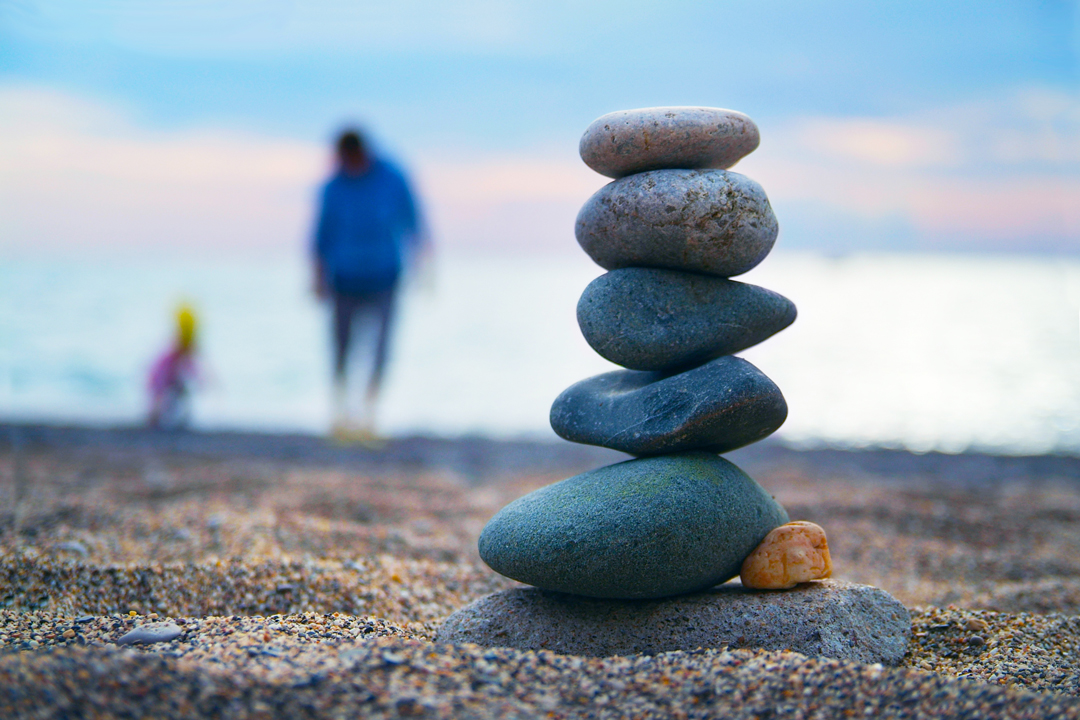 Five rocks balanced one on the other