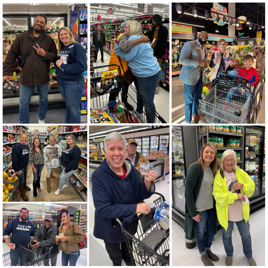 Collage of holiday gift card giveaway photos.