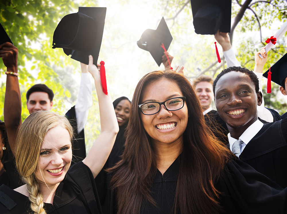 Students celebrating graduation