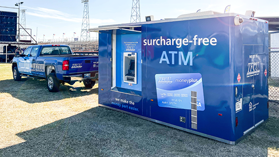 The mobile ATM by TFCU sits at a local event ready to be used by members.